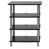 Legrand AFAB Stands & Cabinets Accurate Series 4 Shelf Audio Component Stand, 33in Height, Black & Silver Afab 793795250018