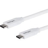 StarTech.com 2m 6 ft USB C to USB C Cable w/ 5A PD - M/M - White - USB 2.0 - USB-IF Certified - USB Type C Cable - USB C Charging Cable - USB C PD Cable - 6.6 ft USB-C Data Transfer Cable for Notebook, MacBook Pro, MacBook, Chromebook, Power Bank, Docking Station - First End: 1 x 24-pin USB 2.0 Type C - Male - Second End: 1 x 24-pin USB 2.0 Type C - Male - 480 Mbit/s - Shielding - Nickel Plated Connector - 24/26 AWG - White - 1 Each