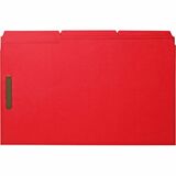 Business Source 1/3 Tab Cut Legal Recycled Fastener Folder - 8 1/2" x 14" - 3/4" Expansion - 2 Fastener(s) - 2" Fastener Capacity - Top Tab Location - Assorted Position Tab Position - Red - 10% Recycled - 50 / Box