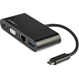 StarTech.com USB C Multiport Adapter - Mini USB-C Dock w/ VGA Video - 60W Power Delivery Passthrough - USB Type-A 5Gbps - Gigabit Ethernet