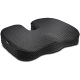 Kensington Premium Cool-Gel Seat Cushion - Gel Filling - Fabric, Memory Foam - U-shaped - Comfortable, Ergonomic Design, Zero Tailbone Pressure, Machine Washable, Anti-slip - Black - 1Each