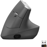 Logitech MX Vertical Advanced Ergonomic Mouse - Optical - Cable/Wireless - Bluetooth/Radio Frequency - Graphite - 1 Pack - USB Type C - 4000 dpi - Scroll Wheel - 4 Button(s) - Right-handed Only