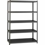 Lorell Iron Horse 3200 lb Capacity Riveted Shelving - 5 Shelf(ves) - 72" Height x 48" Width x 24" Depth - 30% Recycled - Black - Steel, Laminate - 1 Each