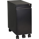 Lorell 5th Wheel Slim Pedestal - 10" x 19.9" x 21.8" for File, Box - Letter, Legal - Vertical - Anti-tip, Hanging Rail, Lockable, Compact, Casters - Black - Metal - Recycled - Assembly Required