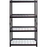 Lorell Wire Deck Shelving - 4 Shelf(ves) - 60" Height x 36" Width x 18" Depth - 30% Recycled - Black - Steel - 1 Each