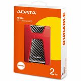 Adata DashDrive Durable HD650 AHD6502TU31CRD 2 TB Portable Hard Drive - External - Red - Gaming Console Device Supported - USB 3.2 (Gen 1)