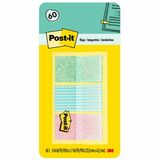 Post-it Printed Flags - 60 x Assorted Pastel - 1" x 1 3/4" - 30 Sheets per Pad - Green, Blue, Pink - Self-adhesive, Sticky, Removable, Writable - 60 / Pack
