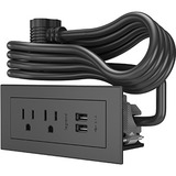 Wiremold Furniture Power 2-Outlet with USB-A Unit- Black