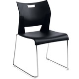 Global Duet Armless Stacking Chair - Black Polypropylene Seat - Black Polypropylene Back - Steel Frame - 1 Each