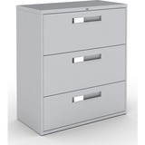 Global 9300 Series Centre Pull Lateral File - 3-Drawer - 18" x 36" x 40.5" - 3 x Drawer(s) for File - Letter, Legal, A4 - Lateral - Hanging Bar, Interlocking, Anti-tip, Pull Handle, Ball-bearing Suspension, Leveling Glide, Lockable, Durable, Reinforced - 