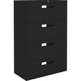 Global 9300 Series Centre Pull Lateral File - 4-Drawer - 18" x 36" x 54" - 4 x Drawer(s) for File - Letter, Legal, A4 - Lateral - Hanging Bar, Interlocking, Anti-tip, Pull Handle, Ball-bearing Suspension, Leveling Glide, Lockable, Durable, Reinforced - Bl