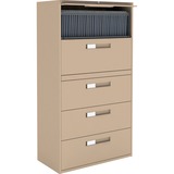 Global 9300 Series Centre Pull Lateral File - 5-Drawer - 18" x 36" x 65.3" - 5 x Drawer(s) for File - Letter, Legal, A4 - Lateral - Hanging Bar, Interlocking, Anti-tip, Pull Handle, Ball-bearing Suspension, Leveling Glide, Lockable, Durable, Reinforced - 