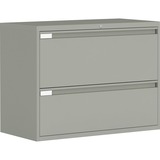 Global 9300 Series Full Pull Lateral File - 2-Drawer - 18" x 36" x 27.1" - 2 x Drawer(s) for File - Letter, Legal, A4 - Lateral - Pull Handle, Durable, Hanging Bar, Interlocking, Anti-tip, Leveling Glide, Lockable, Ball-bearing Suspension, Welded - Gray