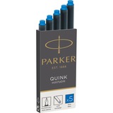 Parker Quink Blue Washable Ink Cartridge Refill - Blue Ink - Washable, Quick-drying Ink, Smudge Resistant - 5 / Pack