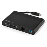 StarTech.com USB C Multiport Adapter with HDMI, VGA, Gb Ethernet & USB - USB C to 4K HDMI or 1080p VGA Adapter Mini Dock Hub - Travel Dock - 4-in-1 USB C Multiport Adapter Travel Dock for single monitor 4K HDMI or 1080p VGA / USB-A 3.0 / Gigabit Ethernet - Portable Hub - Mini Dock works w/ USB-C or Thunderbolt 3 - HP Lenovo Dell MacBook Chromebooks Samsung Galaxy - Windows macOS Chrome OS