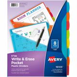 Avery+Write+%26+Erase+8-Tab+Plastic+Dividers%2C+Pockets%2C+Brights+%2816103%29