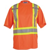 Viking Journeyman Safety T-Shirt X-Large Orange - Recommended for: Construction, Warehouse, Flagger - Extra Large Size - Polyester, Mesh - Orange - Chest Pocket, High Visibility, Breathable, Reflective, Hook & Loop, Cell Phone Pocket, Pen Slot - 1 Each