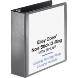 Business Source Locking D-Ring View Binder - 3" Binder Capacity - Letter - 8 1/2" x 11" Sheet Size - 650 Sheet Capacity - D-Ring Fastener(s) - 4 Inside Front & Back Pocket(s) - Polypropylene, Chipboard - Black - Recycled - Non-glare, Acid-free, Exposed Rivet, Locking Ring, Non-stick - 1 Each