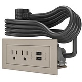 Legrand RDZNI10 Power/Data Outlets Furniture Power 2-outlet With Usb-a Unit- Nickel 786776192094