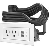 Legrand Furniture Power 2-Outlet with USB-A Unit -10' Cord- White