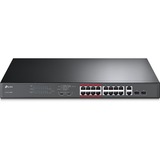 TP-Link 16-Port 10/100Mbps + 2-Port Gigabit Unmanaged PoE Switch - 16 Ports - Fast Ethernet - 10/100Base-T - 2 Layer Supported - Modular - 2 SFP Slots - 15 W Power Consumption - 250 W PoE Budget - Twisted Pair, Optical Fiber - PoE Ports - 1U High - Rack-m