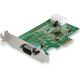 StarTech.com 1-port PCI Express RS232 Serial Adapter Card - PCIe Serial DB9 Controller Card 16950 UART - Low Profile - Windows/Linux - 1 port PCI Express RS232 serial controller card w/16950 UART/ASIX AX99100 - Bi-directional speeds 921.6Kbps/port | 256 byte FIFO | 9th data bit - Pin 9 pwr out 5v/12v/none w/up to 2A total - Expansion card w/low profile (Std bracket incl) - Win/Linux