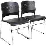 Boss Black Stack Chair With Chrome Frame 2 Pcs Pack