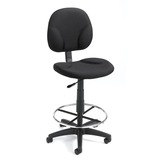 Boss Stand Up Fabric Drafting Stool with Foot Rest, Black