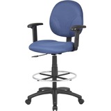 Boss Stand Up Fabric Drafting Stool with Foot Rest Blue