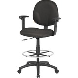 Boss Stand Up Fabric Drafting Stool with Foot Rest, Black