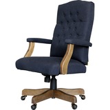Boss Executive Denim Blue Commercial Grade Linen Chair With Driftwood Finish Frame