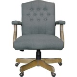 Boss Executive Medium Grey Commercial Grade Linen Chair With Driftwood Finish Frame