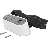 Wiremold Desktop Power Center Slim 2 Outlet 2 USB White/Gray