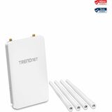 TRENDnet 5 DBI Wireless AC1300 Outdoor PoE+ Omni-Directional Access Point; TEW-841APBO; 4 X 5 DBI Omni Directional Antennas; Point-to-Point & Point-to-Multi-Point WiFi Bridging; IEEE 802.3AT PoE+