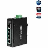 TRENDnet 5-Port Industrial Fast Ethernet PoE+ DIN-Rail Switch