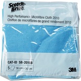 3M Microfiber Cloth - Blue - Cloth - 12.50" (317.50 mm) Width x 14" (355.60 mm) Length - 5 / Pack - Blue