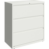 Lorell 36" White Lateral File - 3-Drawer - 36" x 18.6" x 40.3" - 3 x Drawer(s) for File - Letter, Legal, A4 - Lateral - Hanging Rail, Magnetic Label Holder, Locking Drawer, Locking Bar, Ball Bearing Slide, Reinforced Base, Adjustable Leveler, Interlocking, Anti-tip - White - Steel - Recycled