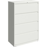 Lorell 36" White Lateral File - 4-Drawer - 36" x 18.6" x 52.5" - 4 x Drawer(s) for File - Letter, Legal, A4 - Hanging Rail, Magnetic Label Holder, Locking Drawer, Locking Bar, Ball Bearing Slide, Reinforced Base, Adjustable Leveler, Interlocking, Anti-tip - White - Steel - Recycled