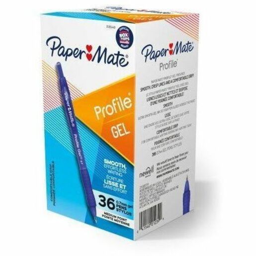 Paper Mate Profile Gel 0.7mm Retractable Pen - 0.7 mm Pen Point - Retractable - Blue Ink - Gel-based - Writing - 36 / Box