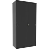 Lorell 4-shelf Steel Janitorial Cabinet - 36" x 18" x 72" - 4 x Shelf(ves) - Hinged Door(s) - Locking System, Welded, Sturdy, Recessed Locking Handle, Durable, Removable Lock, Storage Space, Adjustable Shelf - Black - Powder Coated - Steel - Recycled