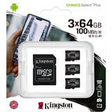 Kingston Canvas Select Plus SDCS2 64 GB Class 10/UHS-I (U1) microSDXC - 3 Pack