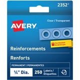 Avery® Clear Reinforcement Labels - 0.25" (6.35 mm) Diameter - Round - Clear - Polyvinyl - 250 / Box