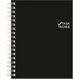 Blueline® Task Planner 9-1/4" x 7-1/4" Biilingual Black - 1 Day Single Page Layout - Twin Wire - Black - Paper - Laminated, Flexible Cover, Top Priorities Section, Telephone Section, Daily Schedule, Bilingual, Micro Perforated, Task List, Notes Area, Soft Cover, Project Planner Page - 1 Each