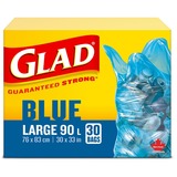 Glad Blue Recycle Large 90L Bags - Large Size - 90 L Capacity - 30" (762 mm) Width x 33" (838.20 mm) Length - Blue - 30/Box - Garbage
