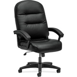HON Pillow-Soft 2095ST11T Executive Chair - Leather, Plush, Memory Foam Seat - Leather, Plush, Fiber Back - High Back - Black - Armrest - 1 Each