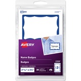 Avery Name Badge Labels - 2 11/32" Height x 3 3/8" Width - Removable Adhesive - Rectangle - Laser, Inkjet - 2 / Sheet - 15 Total Sheets - 30 / Pack