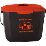 Globe Battery Collection Bin 2 Gallon - 7.57 L Capacity - Handle - 9.3" Height x 8.5" Width - Black, Orange - 1 Each