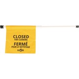 Globe Closed for Cleaning Sign - English/French - 1 Each - Closed for Cleaning Print/Message - 15" (381 mm) Width x 2" (50.80 mm) Height - Rectangular Shape - Hanging - Durable, Easy to Use - Plastic - Yellow