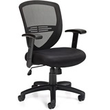 Offices to Go Petra Tilter Chair - Black Fabric Seat - Black Mesh Fabric Back - Medium Back - 5-star Base - Black - 1 Each