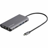 StarTech.com USB C Multiport Adapter - USB-C Mini Travel Dock w/ 4K HDMI or 1080p VGA - 100W PD Pass-Through, 3x USB, SD, GbE, Audio - 8-in-1 USB-C Travel Dock w/ 4K 30Hz HDMI/VGA, 2 USB-A, USB-C, SD, GbE, Headset/mic - USB-C Multiport adapter w/ up to 100W PD passthrough - 1ft cable for 2-in-1 laptops tablets - Automatic drivers for Windows macOS ChromeOS iPadOS Android - Mini Dock